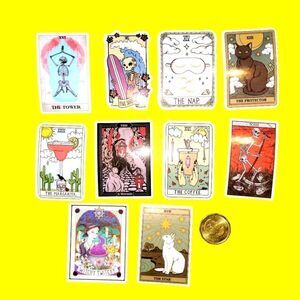 3/$20 Brand New 10x Funny Tarot Card Waterproof Stickers #4